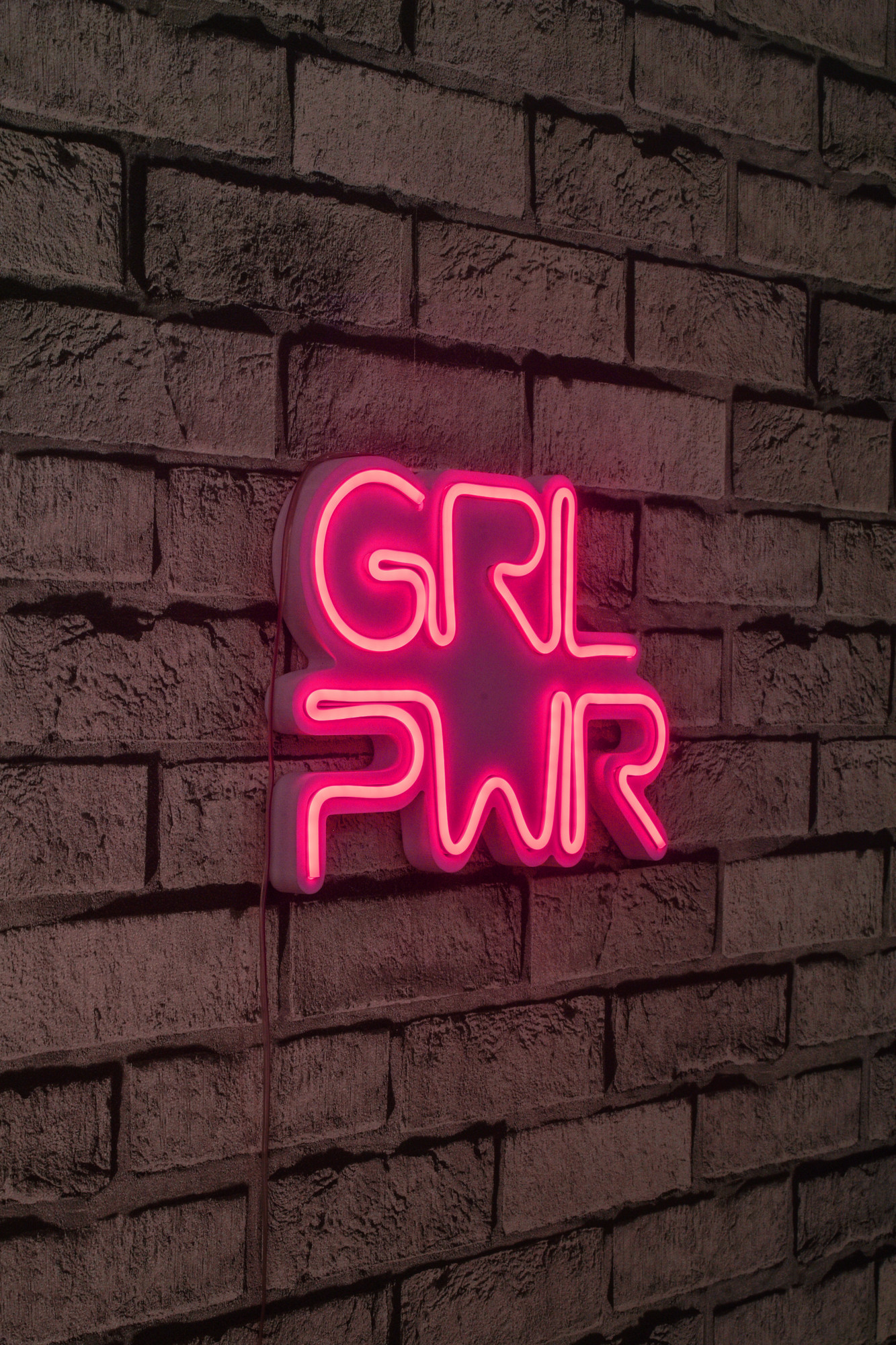 Nástěnná dekorace s led osvětlením GRL PWR růžová 36 cm