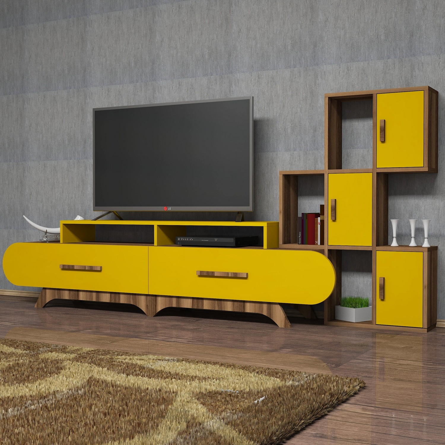 Levně Televizní stolek FLORA S ořech žlutá
