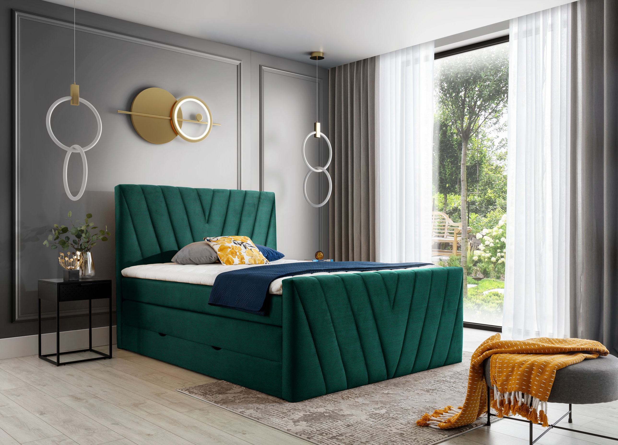 Čalouněná postel CANDICE Boxsprings 180 x 200 cm Barva: Nube 35