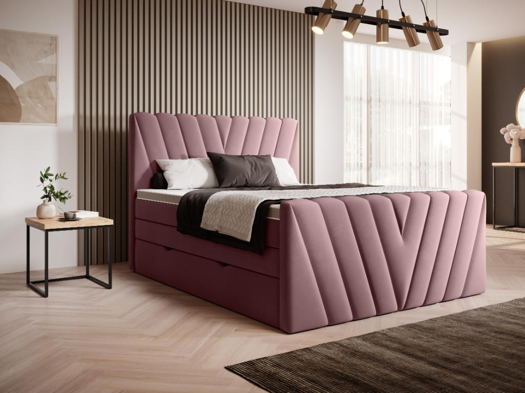 Čalouněná postel CANDICE Boxsprings 140 x 200 cm Barva: Velvetmat 24