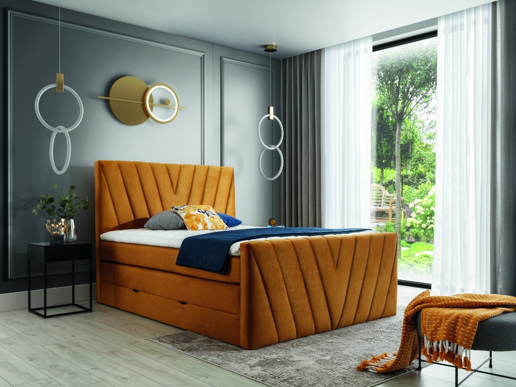 Čalouněná postel CANDICE Boxsprings 140 x 200 cm Barva: Nube 45
