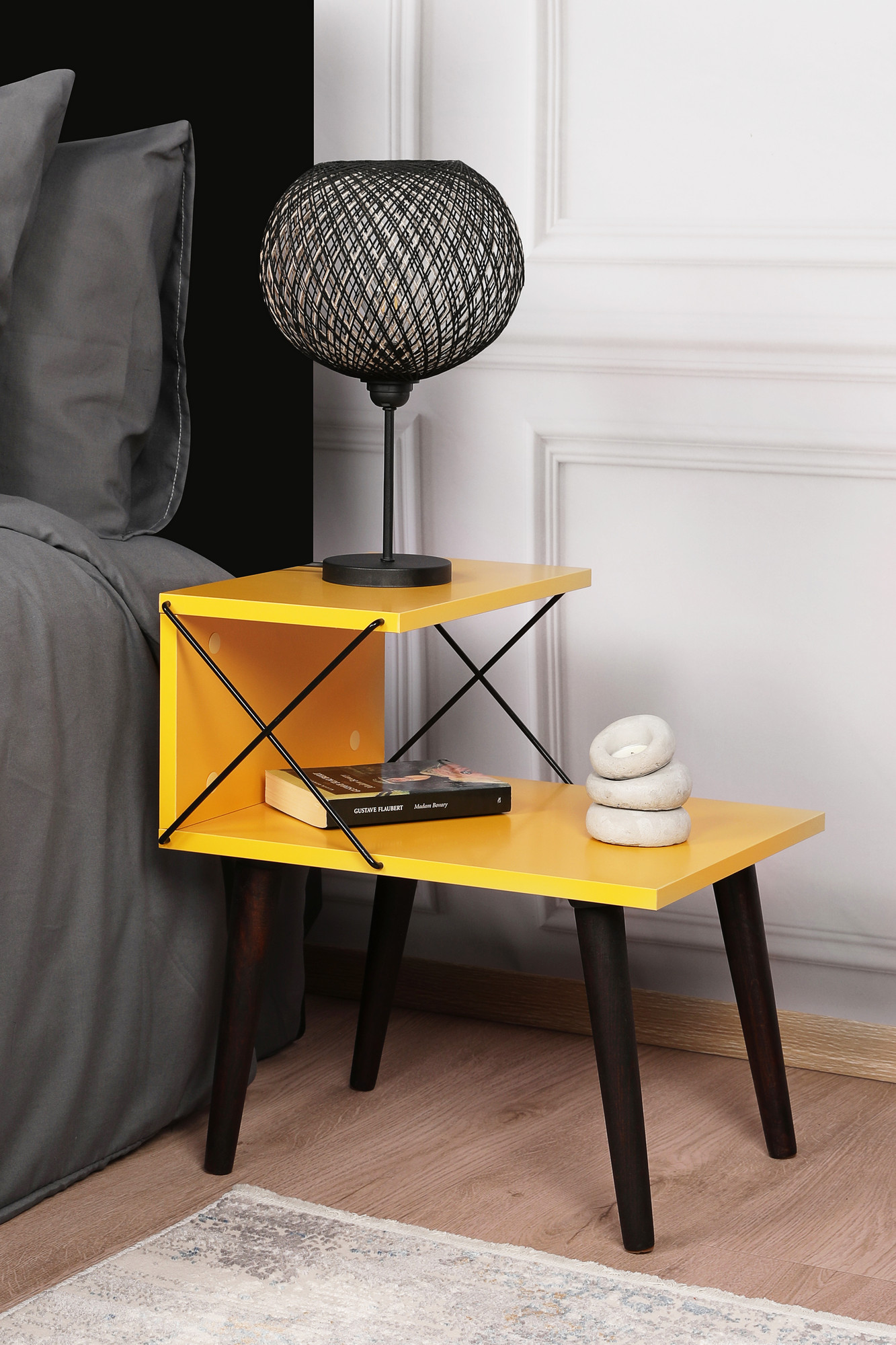 Levně Noční stolek CROSS žlutý