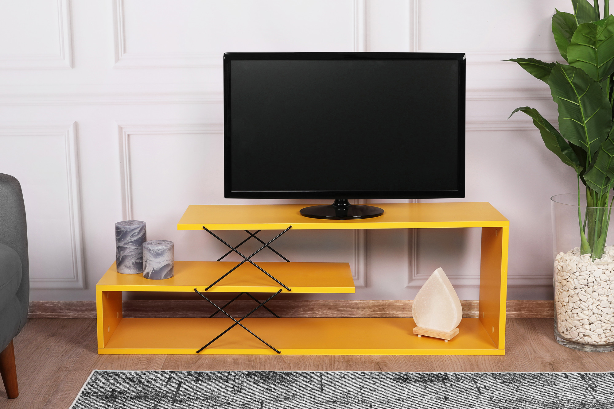 Televizní stolek ZIGZAG žlutý