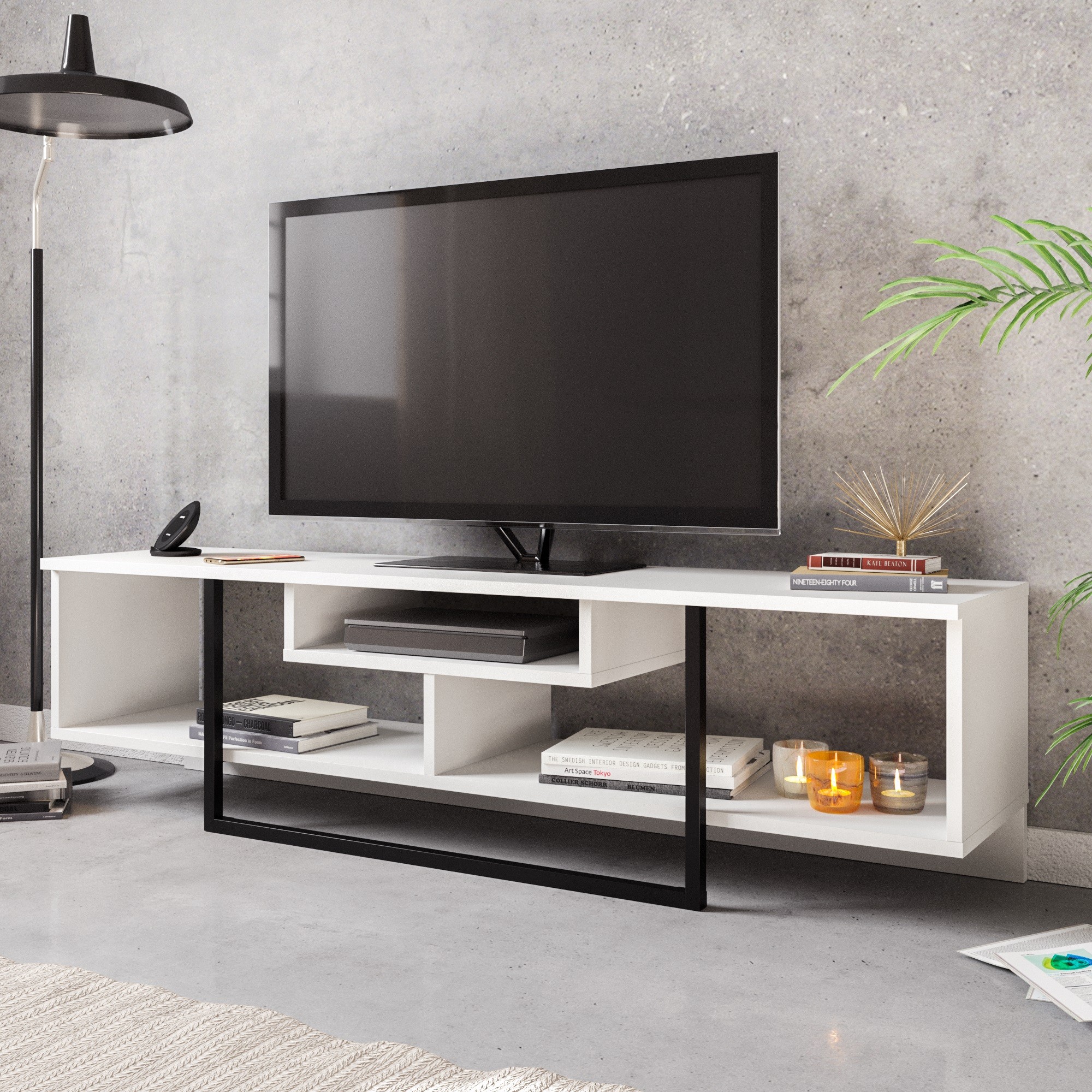 Televizní stolek ASAL bílý černý