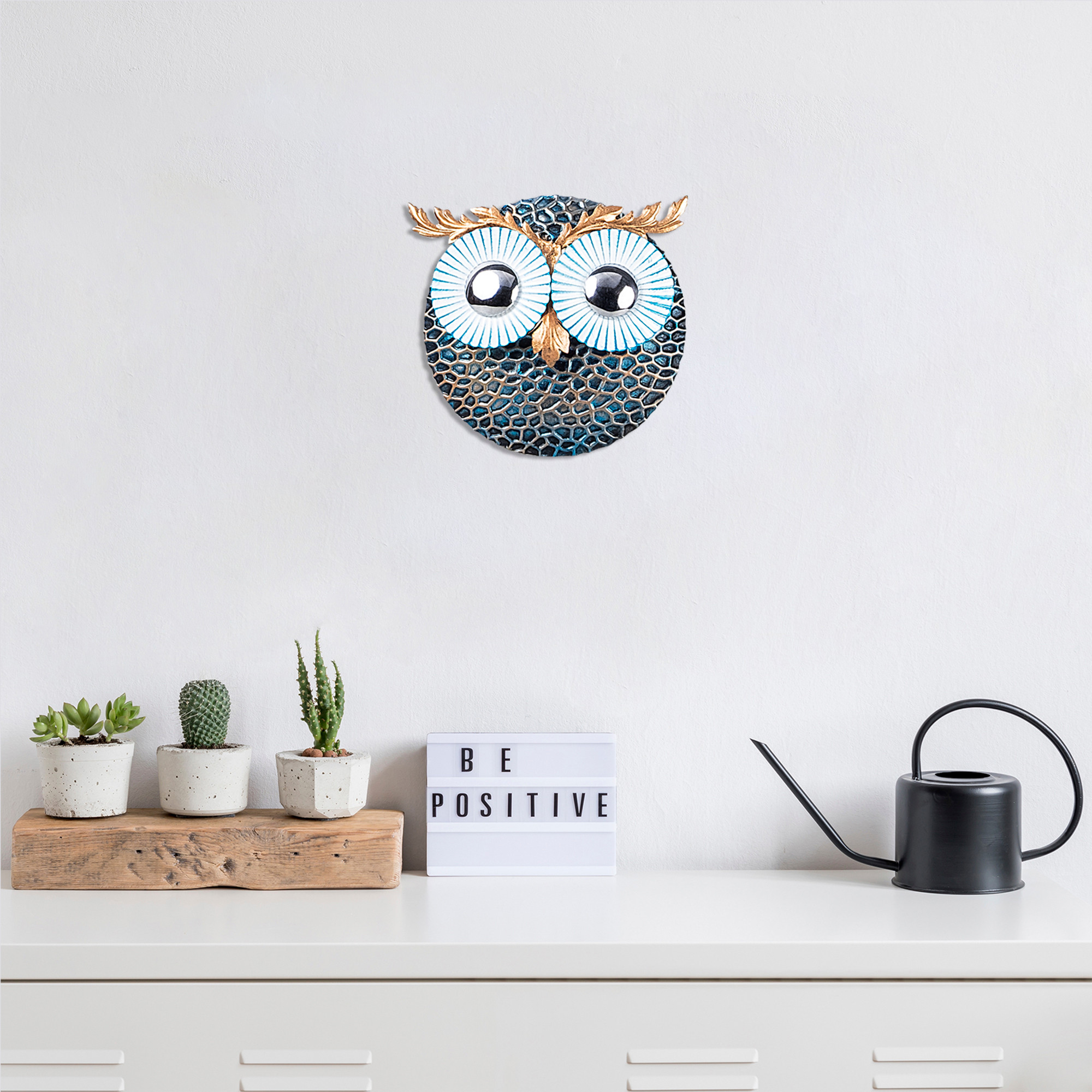 Levně Kovová nástěnná dekorace OWL stříbro
