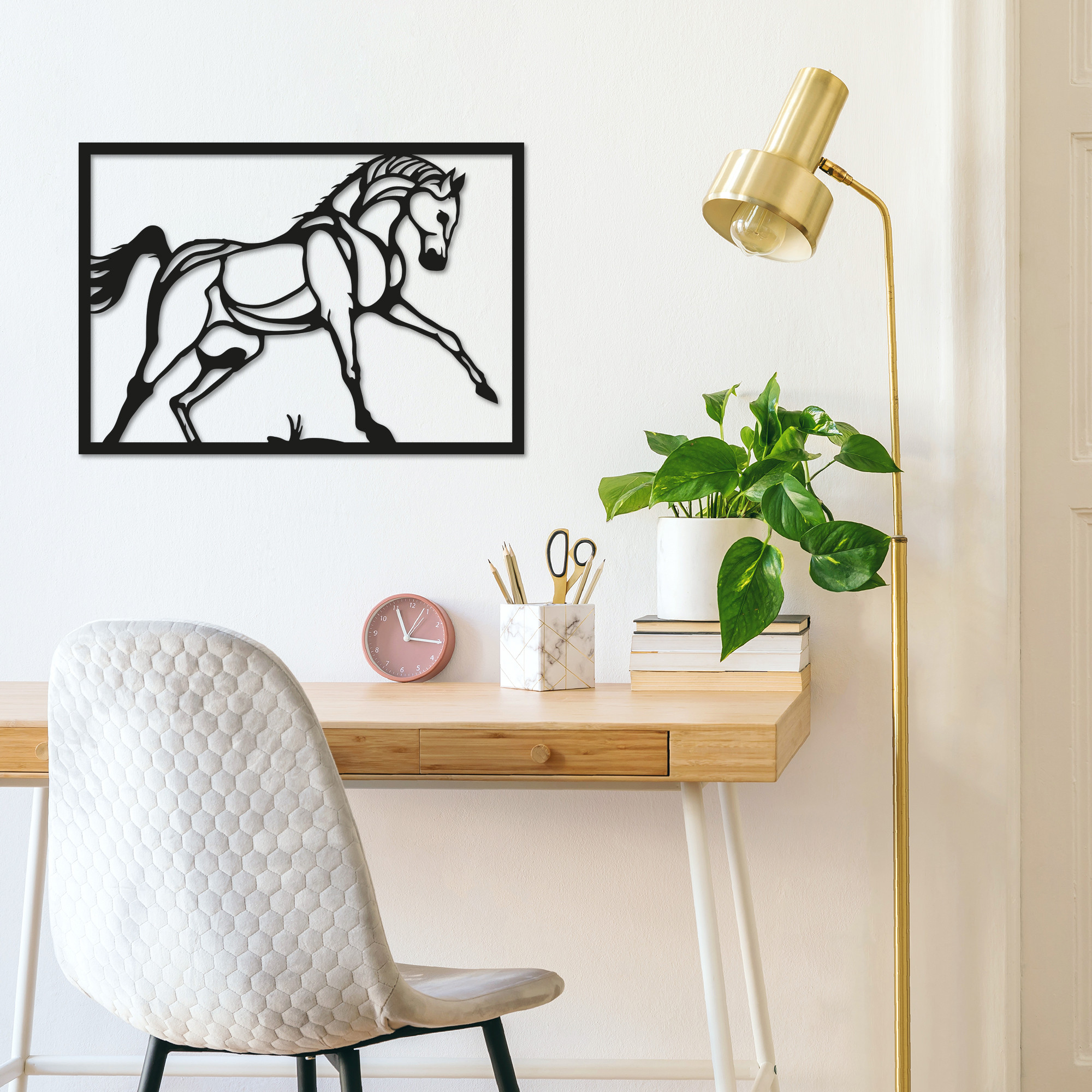 Levně Kovová nástěnná dekorace HORSE černá