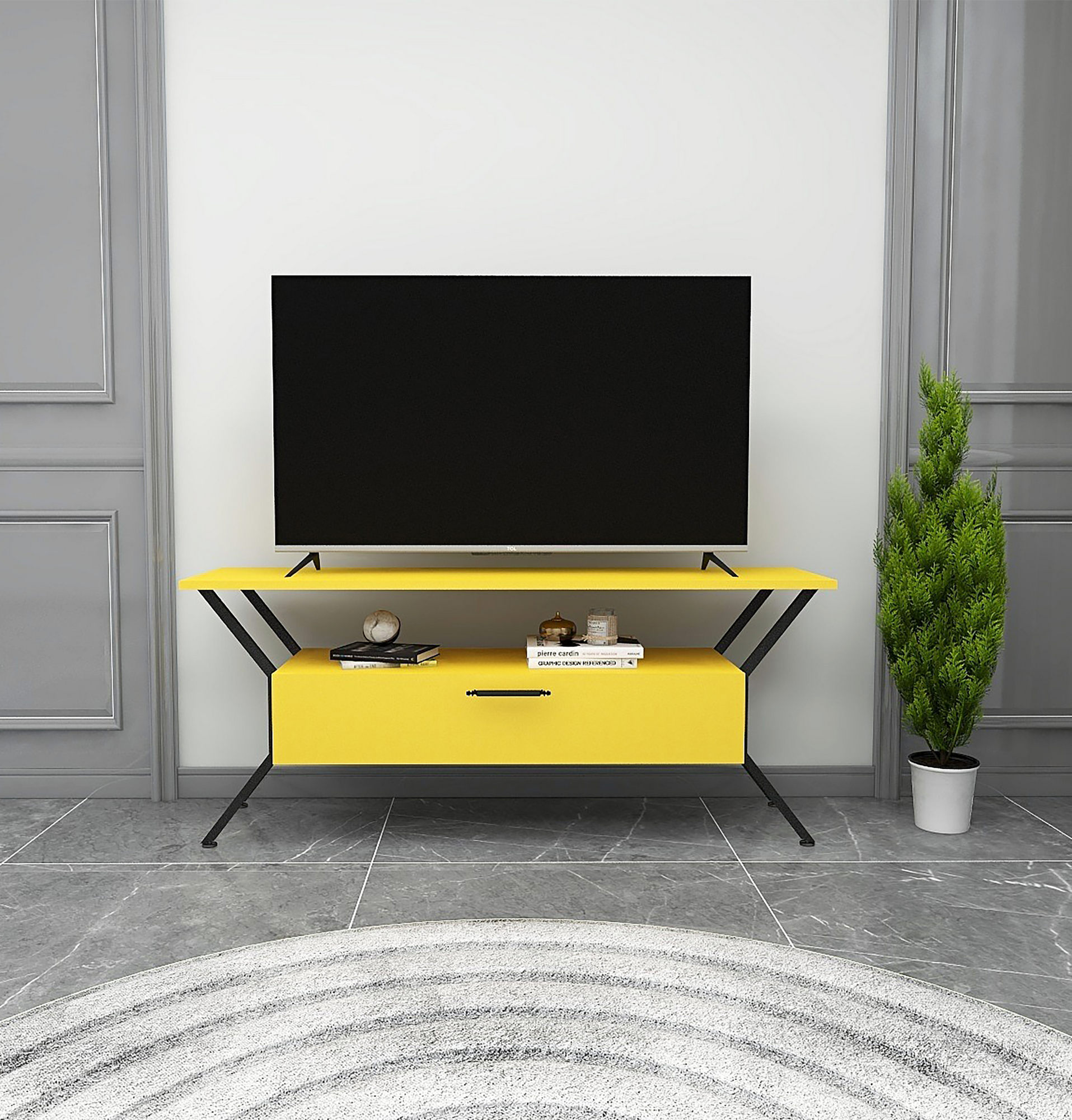 Levně Televizní stolek TARZ žlutý černý