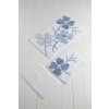 Koupelnová předložka 3 ks KIRCICEGI bílá s modrými květinami
