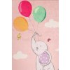 Koberec (140 x 190) BALLOONS růžový – slon s balónky