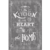 Koberec WOOKECE255 šedý s nápisem – The Kitchen is the Heart of the Home