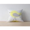 Povlak na polštář A1150 šedý a žlutý s ptáčkem