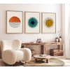 Dekorativní obraz MDF 3 ks HUHU12 Moderní minimalismus, Boho – oranžová, tyrkysová, a žlutá na béžovém pozadí