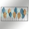Nástěnná dekorace kovová BILGE listy modré a bronzové