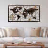 Nástěnná dekorace kovová WORLD MAP LARGE - 1 hnědá a tyrkysová