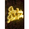 Nástěnná LED dekorace STOP THINKING START DRINKING žlutý nápis