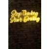 Nástěnná LED dekorace STOP THINKING START DRINKING žlutý nápis