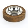Nerezová miska pro zvířata PET012 v dřevěném stojánku 17 cm