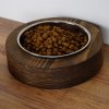 Nerezová miska pro zvířata PET012 v dřevěném stojánku 17 cm