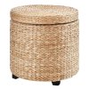 Taburet s úložným prostorem slaměný ratan 43x43cm