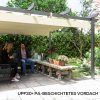 Hliníková pergola s nastavitelnou látkovou střechou 390 x 390 cm béžová