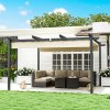 Hliníková pergola s nastavitelnou látkovou střechou 390 x 390 cm béžová