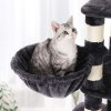 Kočičí strom s pelíškem a krmítkem šedý