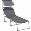zahradní lehátko kovové šedé s podhlavníkem