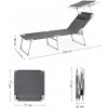 skládací zahradní lehátko se stínítkem a podhlavníkem šedé