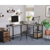 PC stůl rohový šedý béžový industriální design