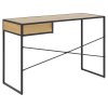 kovový psací stůl černý přírodní dub