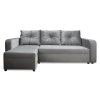 Rohová sedací souprava SINIO světle šedá se zdobenými polštáři
