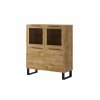 Komoda s vitrínou HALLE  dub 120 x 140 x 45 cm