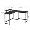 Psací stůl rohový s policí černý 140 x 76 x 130 cm 2