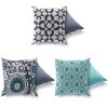 Sada dekorativních polštářků MODRÁ A MINT 43 cm polyester-bavlna