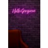 Nástěnný dekorační nápis HELLO GORGEOUS s led osvětlením 74 cm růžová