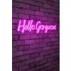 Nástěnný dekorační nápis HELLO GORGEOUS s led osvětlením 74 cm růžová