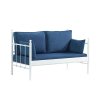 Zahradní dvoumístná pohovka LALAS bílá tmavě modrá