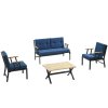 Zahradní nábytek set LOTUS 2+1+1 černá tmavě modrá