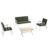 Zahradní nábytek set LOTUS 2+1+1 bílá zelená