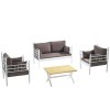 Zahradní nábytek set MANYAS 2+1+1 bílá hnědá
