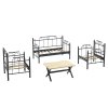 Zahradní nábytek set HATKUS 2+1+1 černá antracit