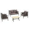 Zahradní nábytek set HATKUS 2+1+1 hnědá