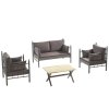 Zahradní nábytek set LALAS 2+1+1 hnědá