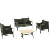 Zahradní nábytek set LALAS 2+1+1 hnědá zelená