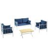 Zahradní nábytek set LALAS 2+1+1 bílá tmavě modrá