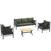 Zahradní nábytek set LALAS 3+1+1 černá zelená