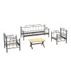 Zahradní nábytek set HATKUS 3+1+1 černá kouřová