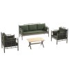Zahradní nábytek set HATKUS 3+1+1 hnědá zelená