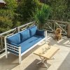 Zahradní nábytek set KAPPIS 3+1+1 bílá tmavě modrá