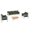 Zahradní nábytek set KAPPIS 3+1+1 bílá zelená